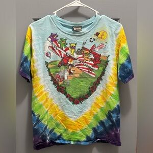 Liquid Blue 'Bi-Plane Bears Youth' Grateful Dead Tie-Dye T-Shirt Size Y Large